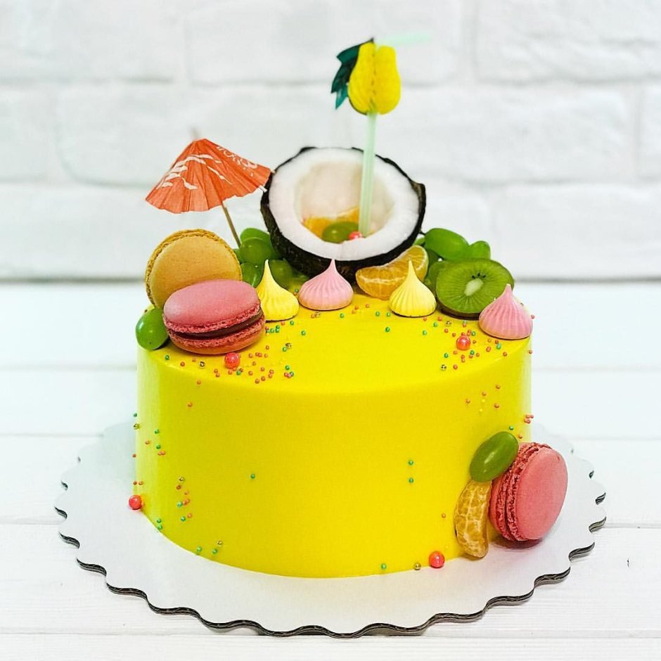 Торт желто-зеленый детский