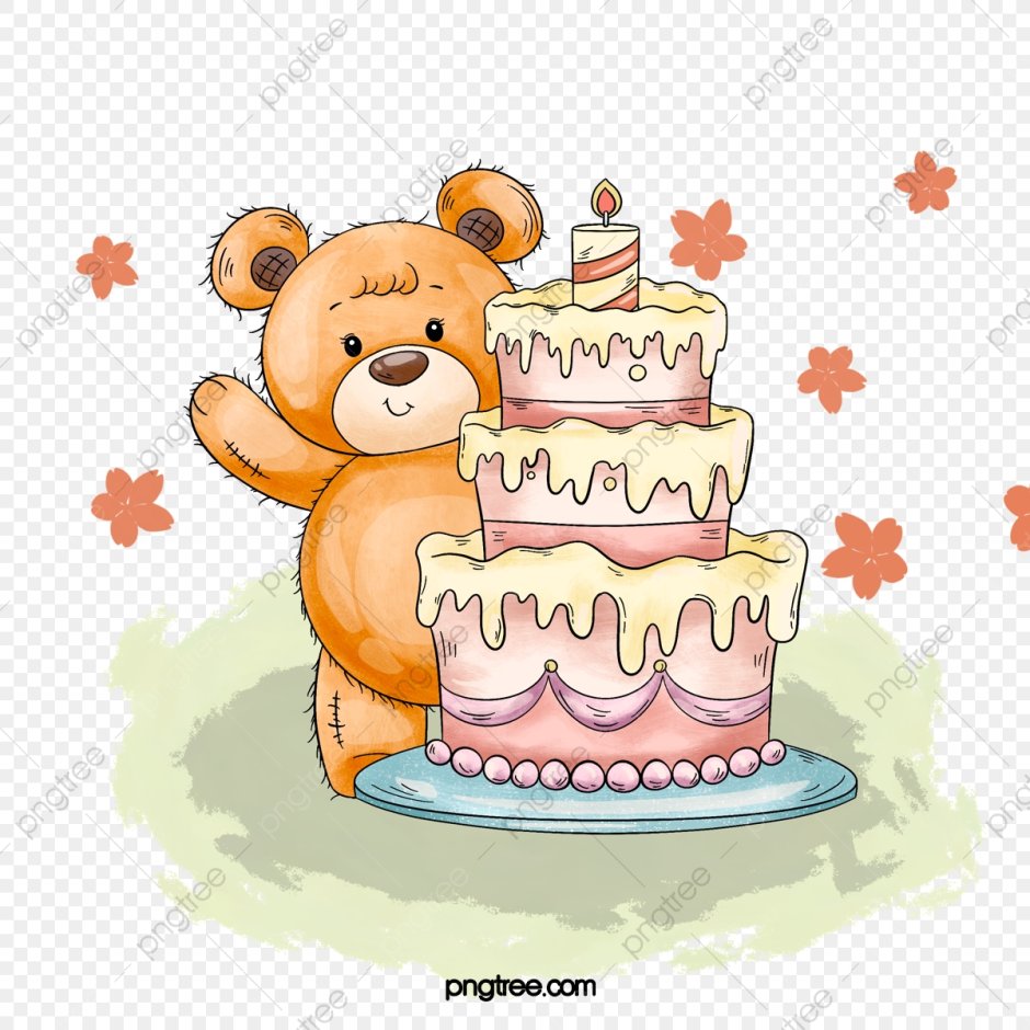 Милый мишка с тортиком