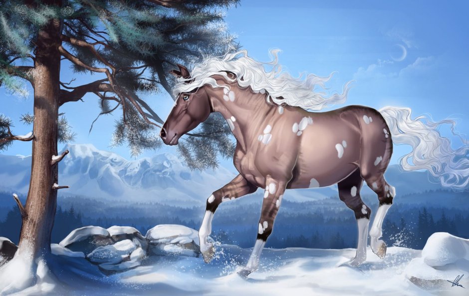 Картины с лошадьми на снегу