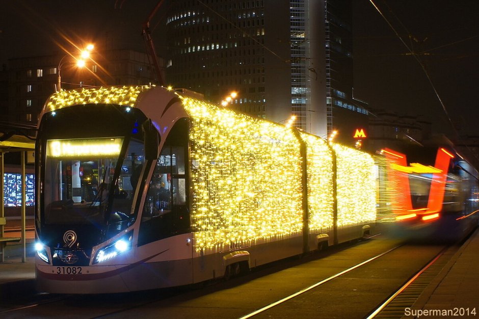 Новогодний трамвай Витязь в Москве