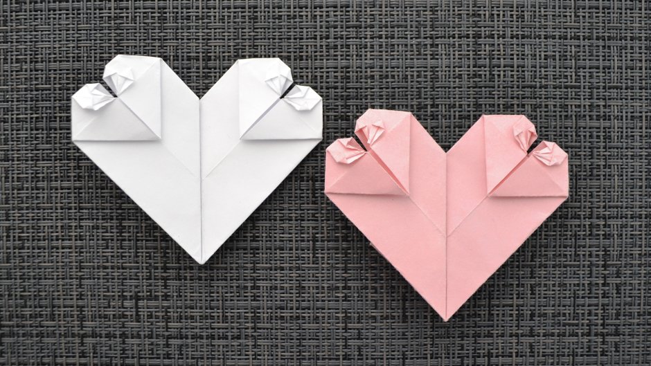 Бумажное кольцо с сердечком оригами