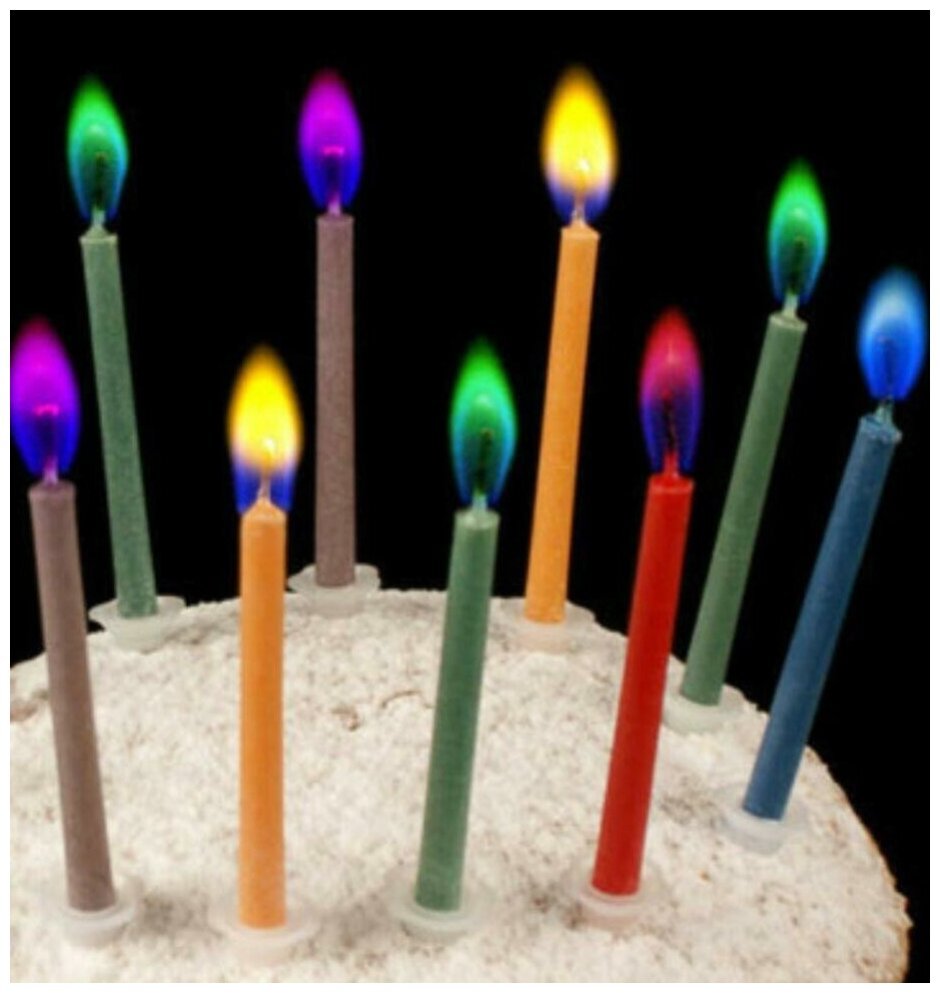 Свечи для торта цветное пламя Party Candles Fissman 6 шт.