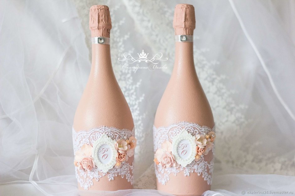 Декор свадебных бутылок