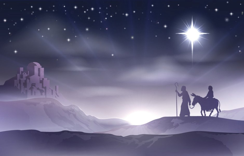 Мария и Иосиф ночью в Вифлееме