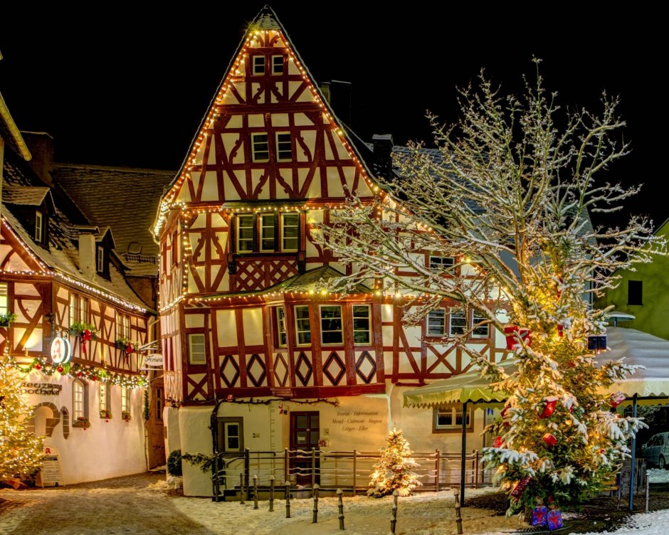 Фахверковый городок Германии зимой