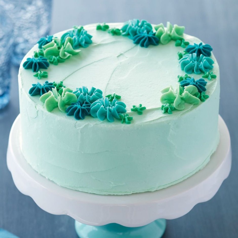 Голубой зеленый торт крем чиз