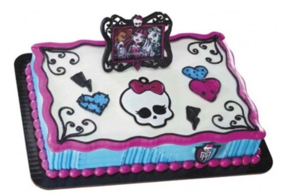 Прямоугольный торт для девочки большой на день рождения с монстр Хай