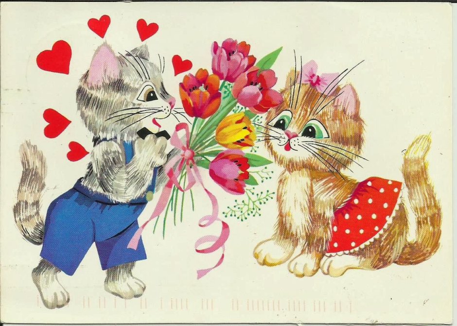 Винтажные открытки с кошками