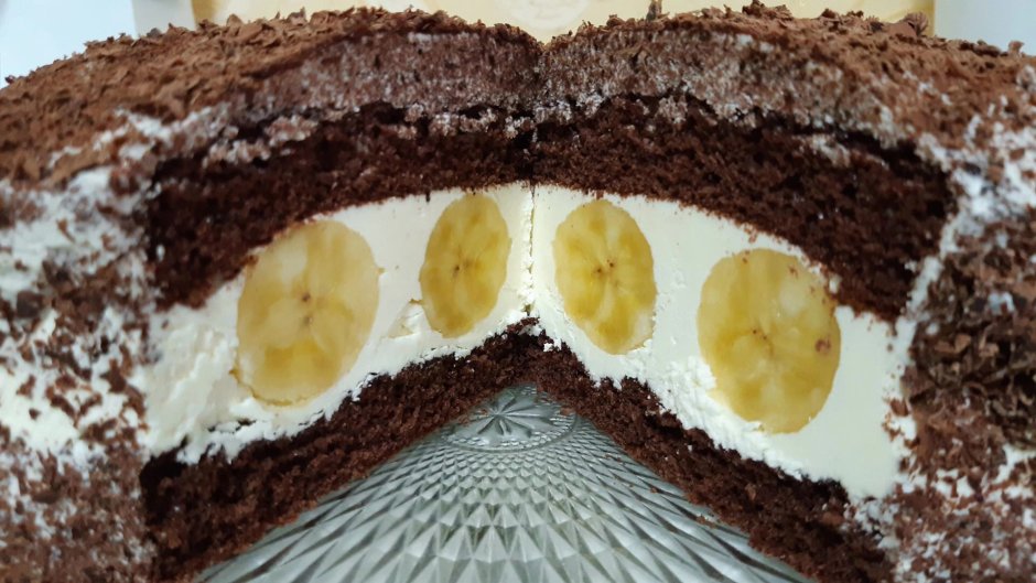 Творожно банановый торт