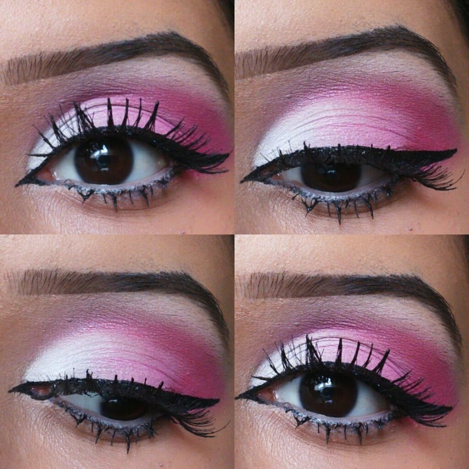 Черно розовый макияж глаз