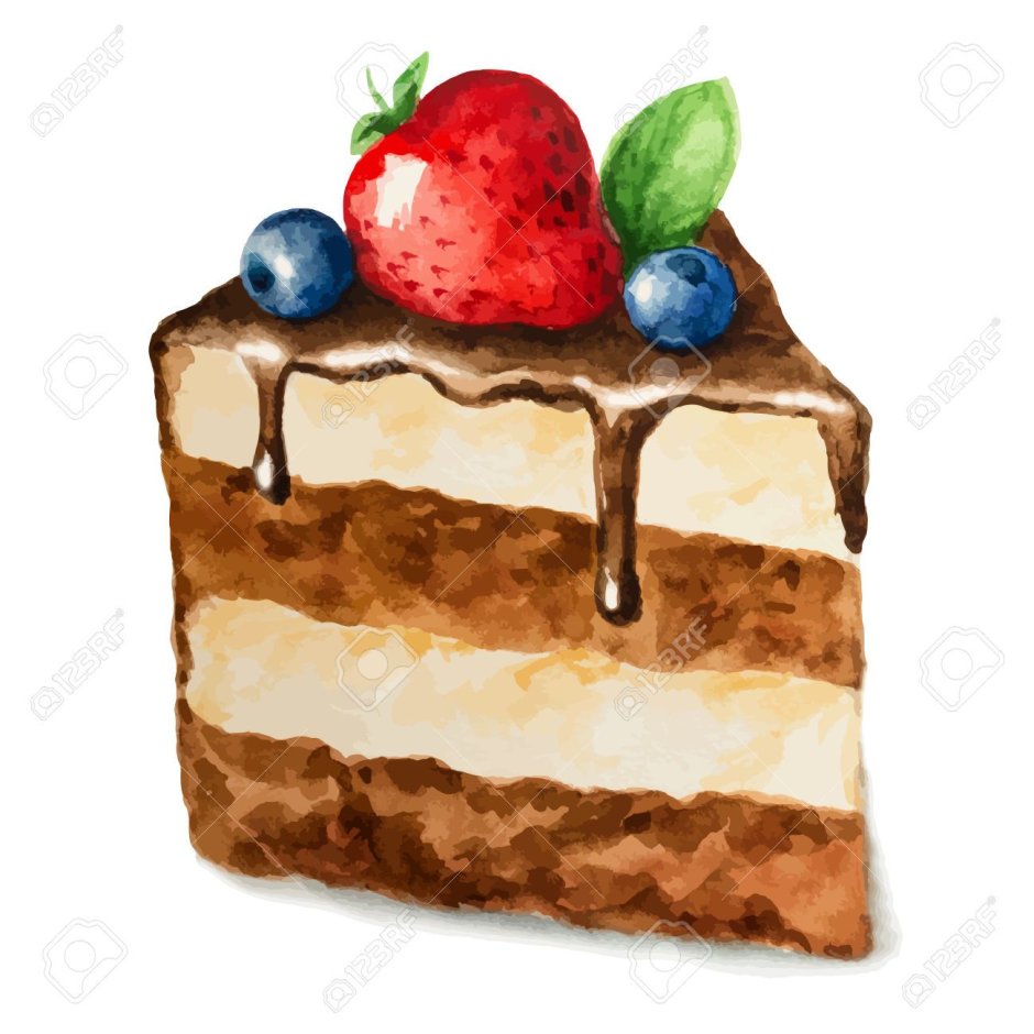 Акварельный кусочек торта