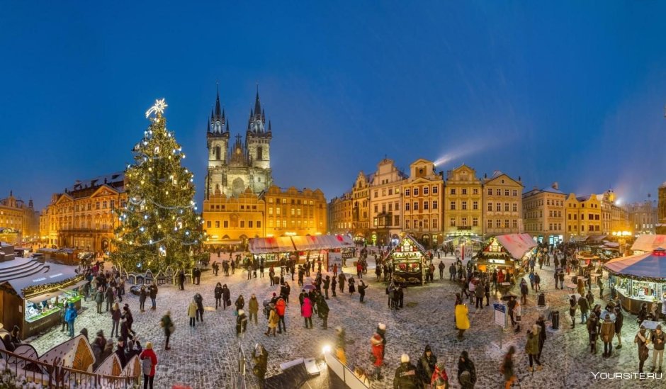 Вацлавская площадь в Праге зимой