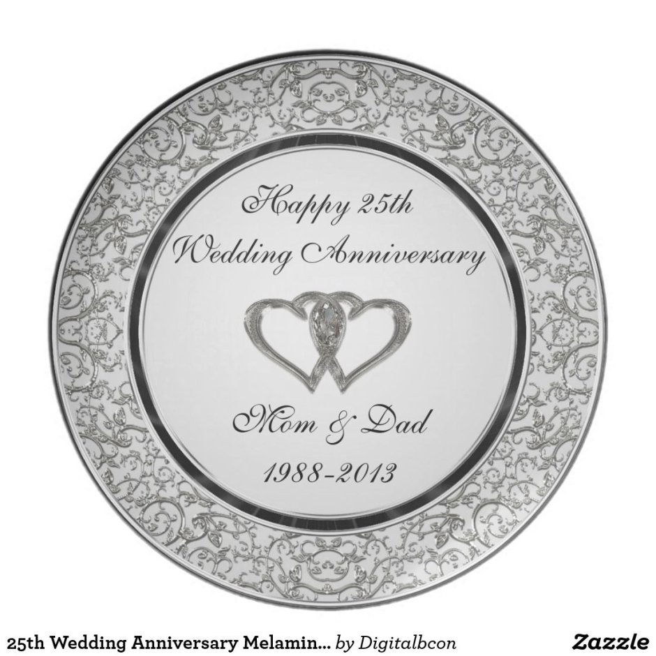 Тарелка на серебряную свадьбу