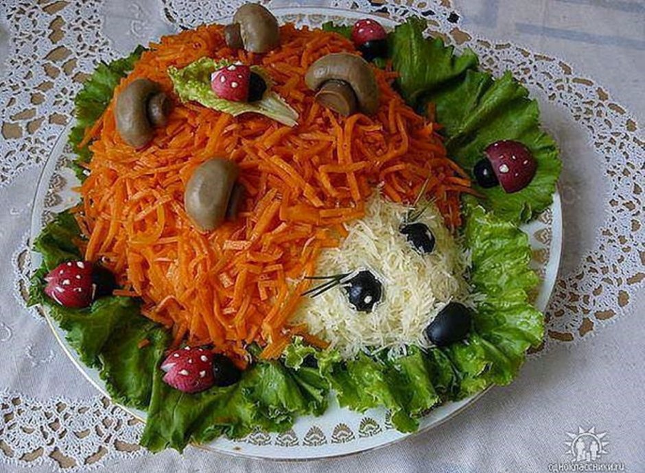 Салат Ёжик с корейской морковкой