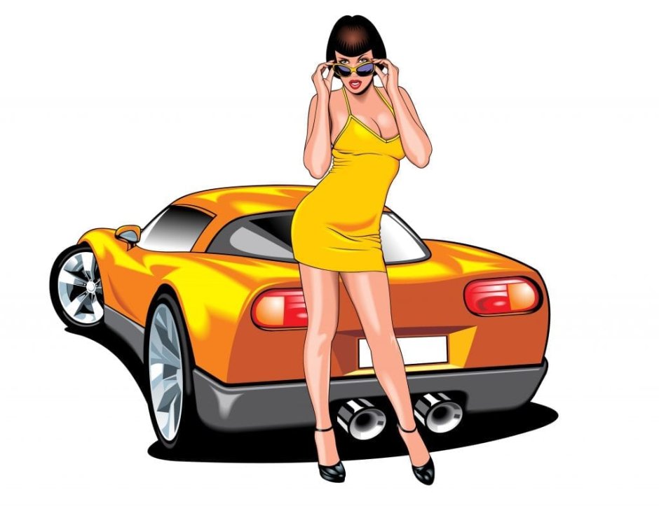 Шикарная женщина и автомобиль