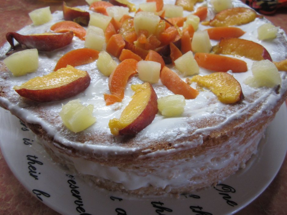Ананасовый торт с бисквитом