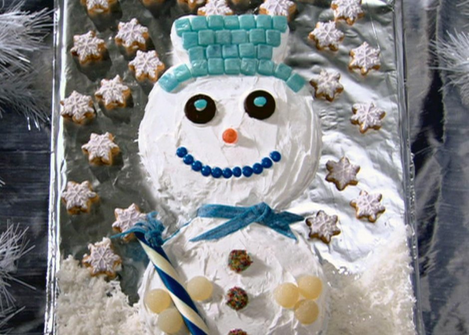 Торт Снеговик с кокосовой стружкой