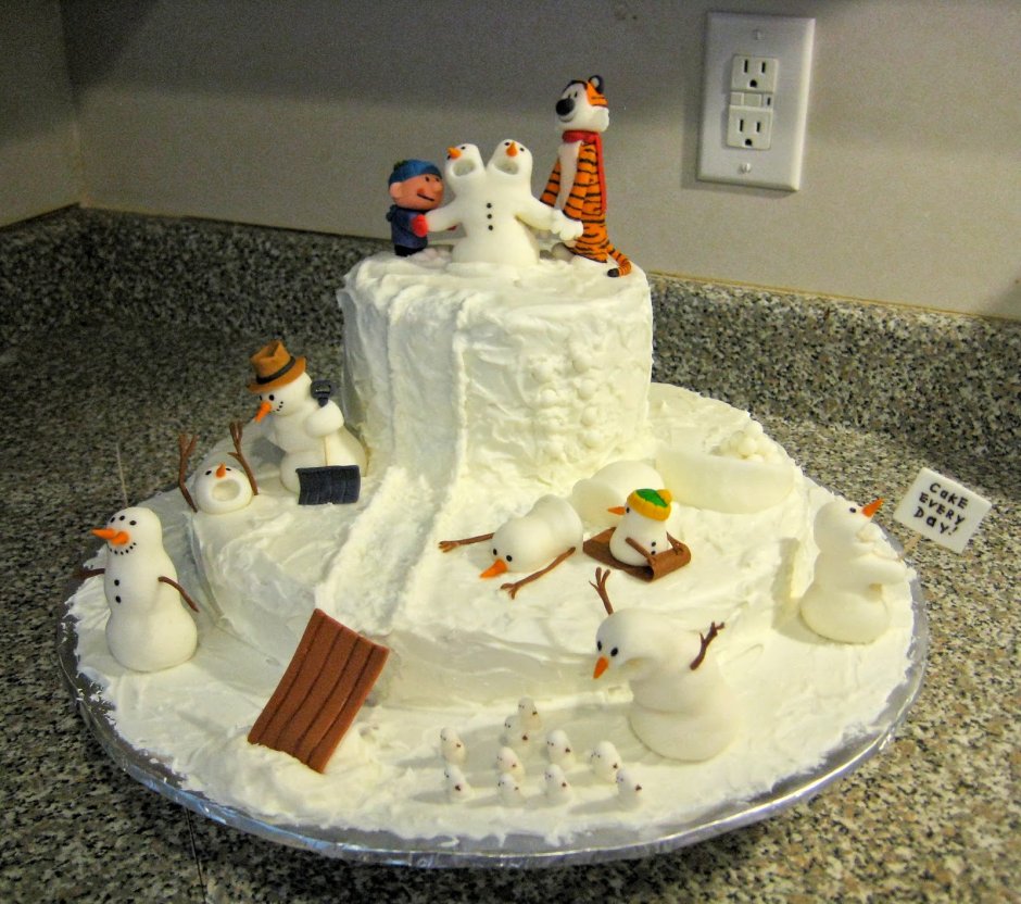 Торт со снеговиком на Рождество Гарри Поттер
