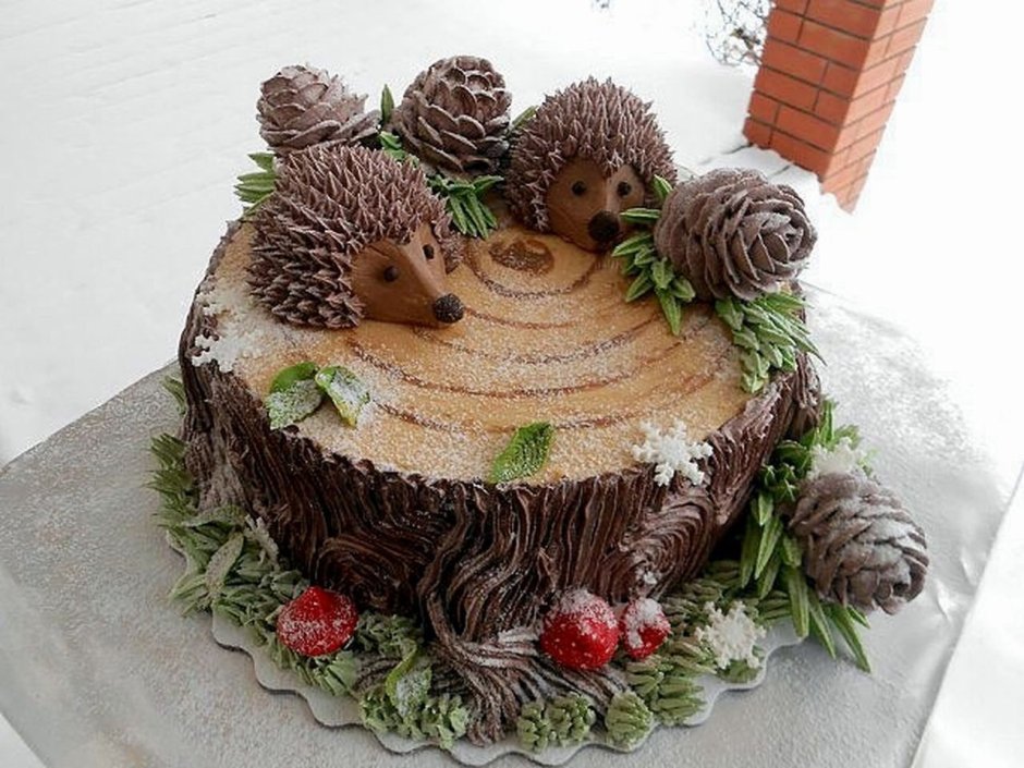 Торт пенек Рождественский