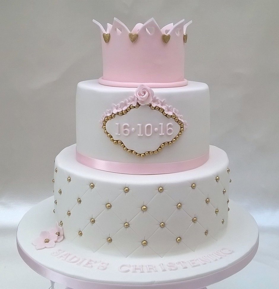 Розовый торт двухярусный для девочки