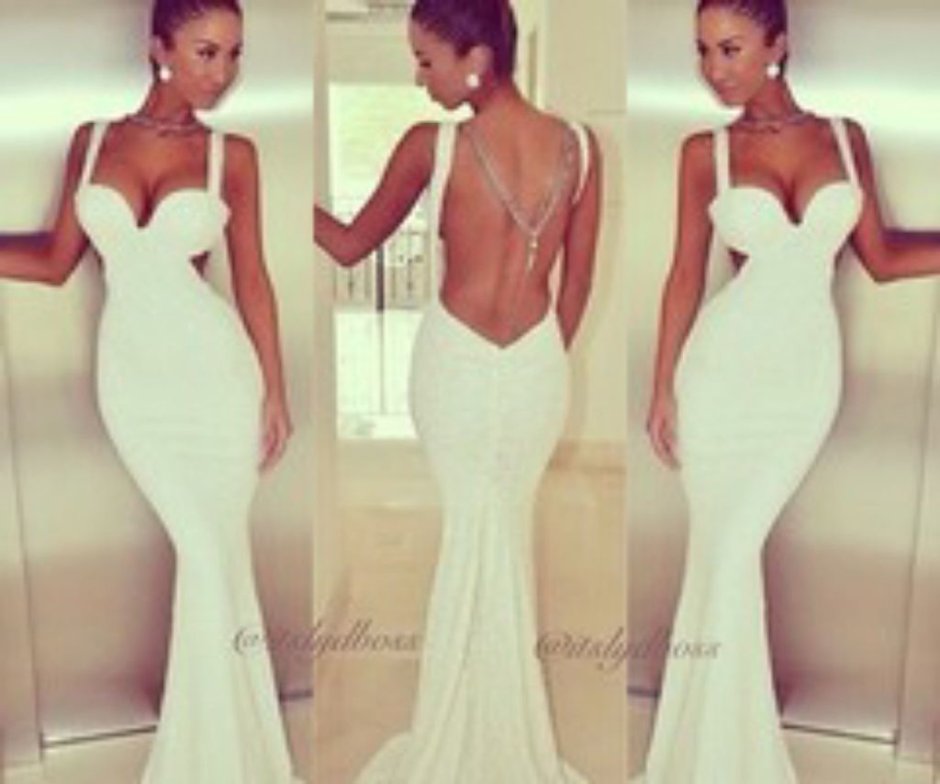 Белое обтягивающее платье в пол