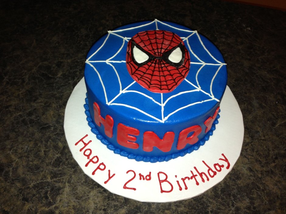 Торт кремовый человек паук для мальчика