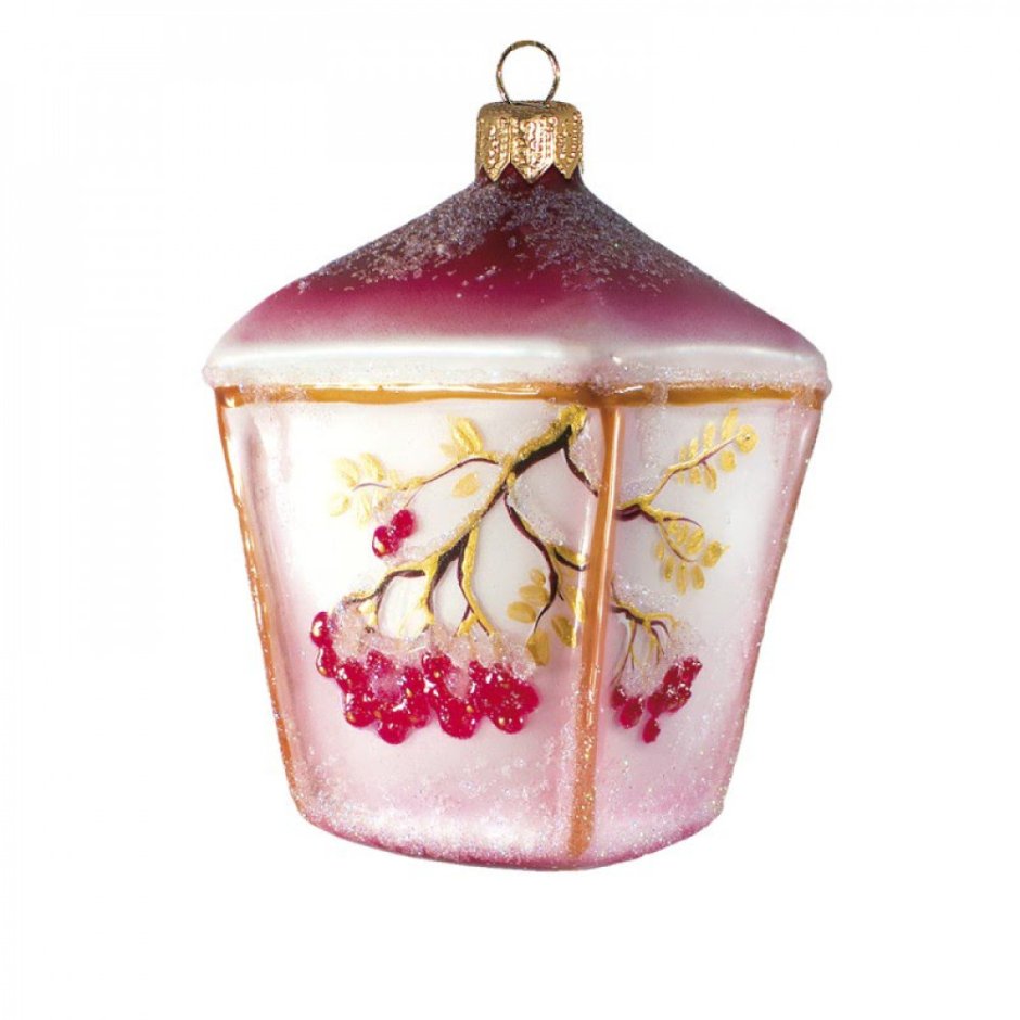 Ёлочная игрушка фонарик, коллекция 'зимняя ягода', стекло, 10 см, Ариель