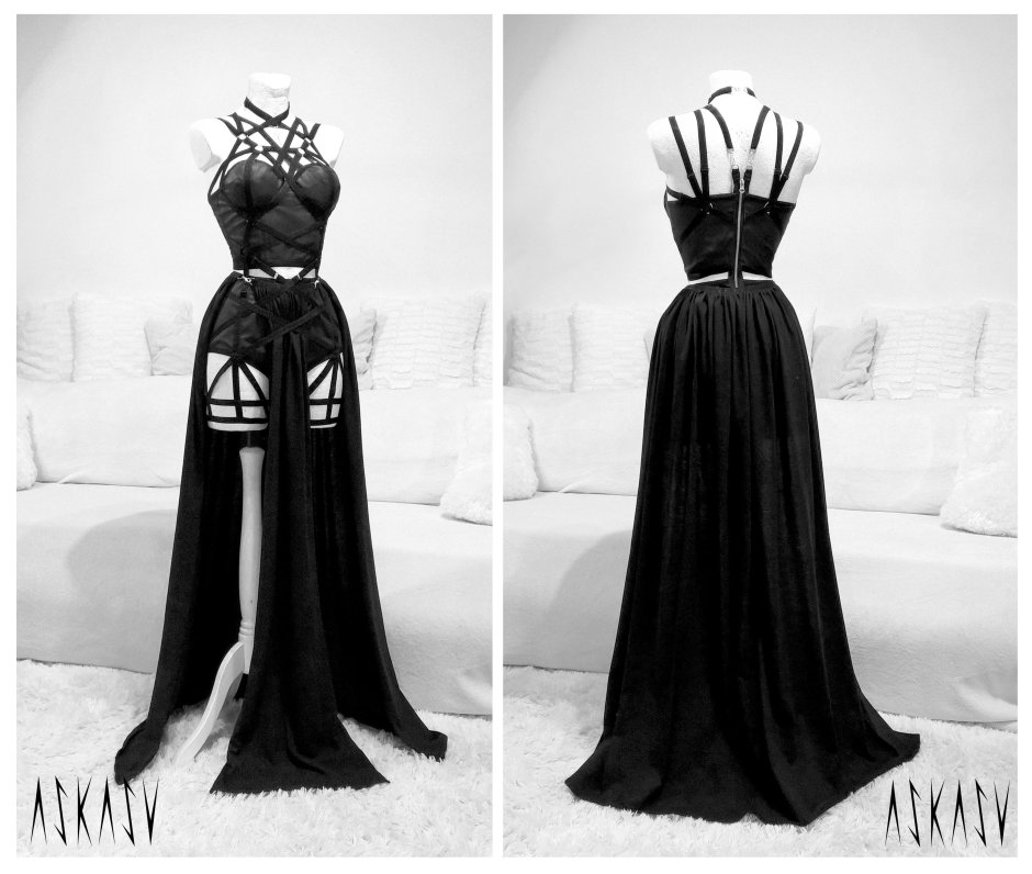 Платье чёрное в пол Готика