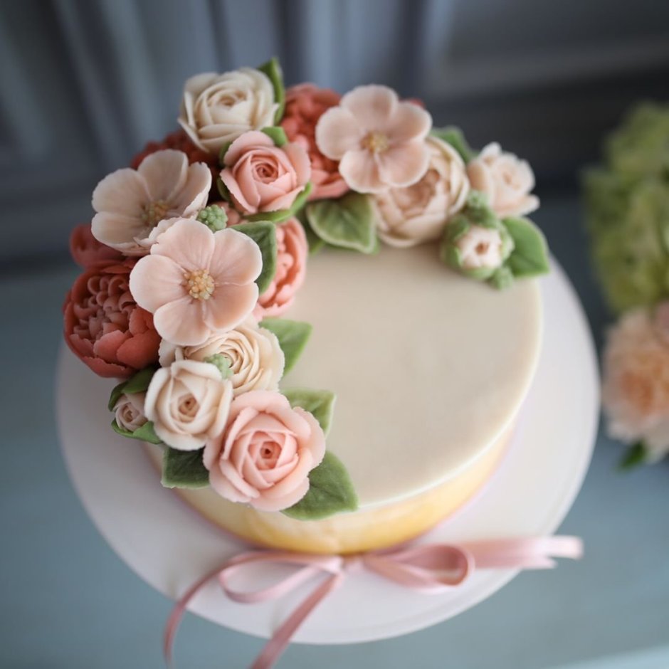 Украсить торт в стиле цветы