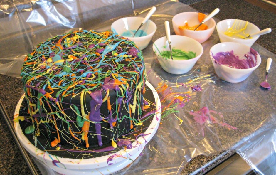 Брызги на торт пищевым красителем