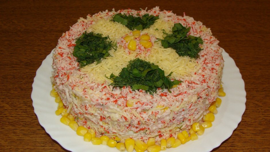 Салат торт с крабовыми палочками