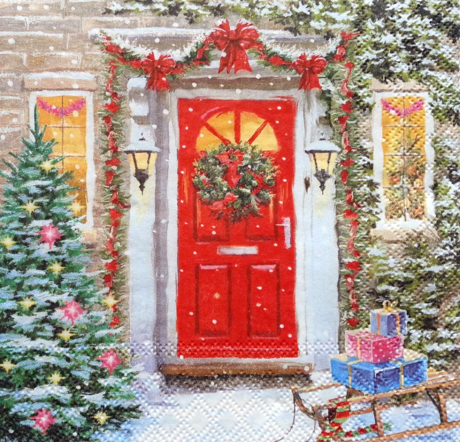 Новогодняя красная дверь
