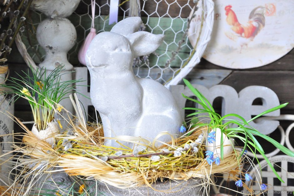 Фигурки кроликов для пасхального декора