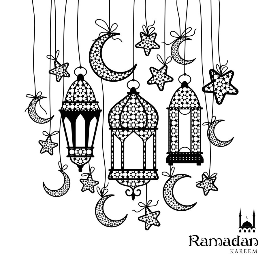 Рамадан черно белая украшение