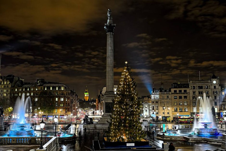 Трафальгарская площадь в Лондоне Christmas
