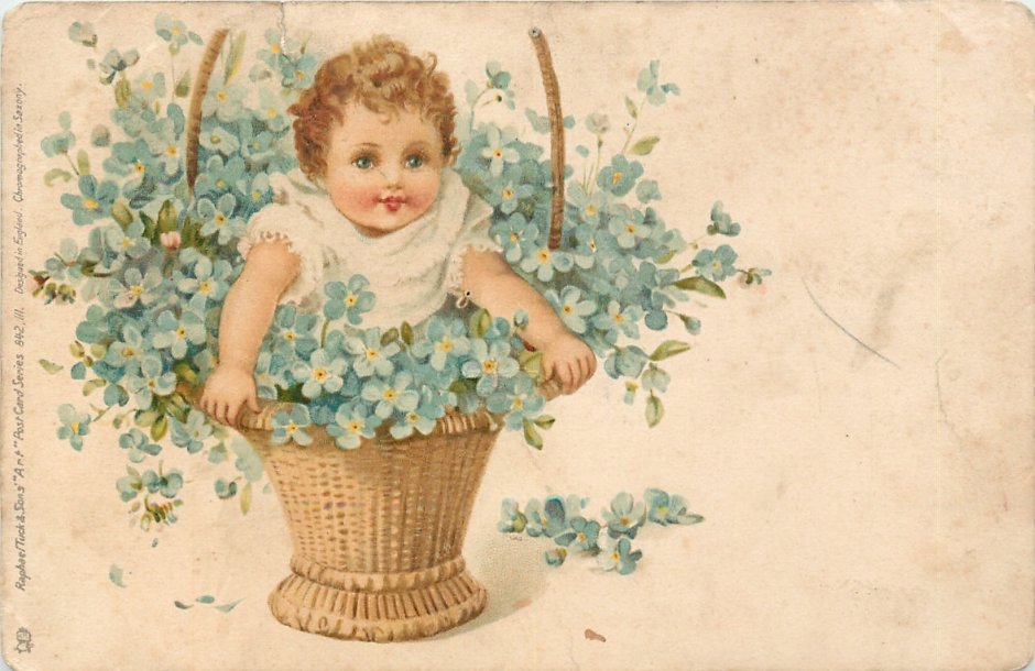 Старинные открытки цветы дети цветы
