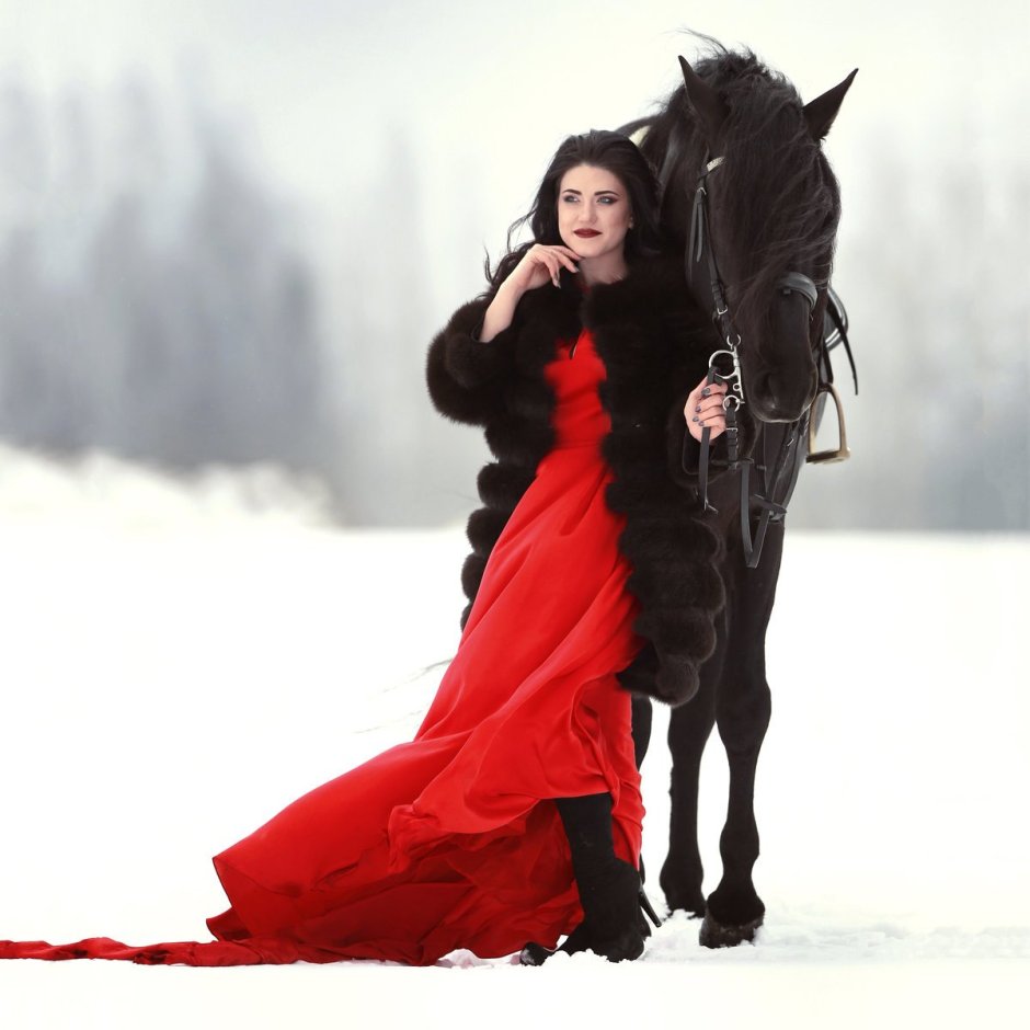 Фотосессия на лошадях зимой в стиле