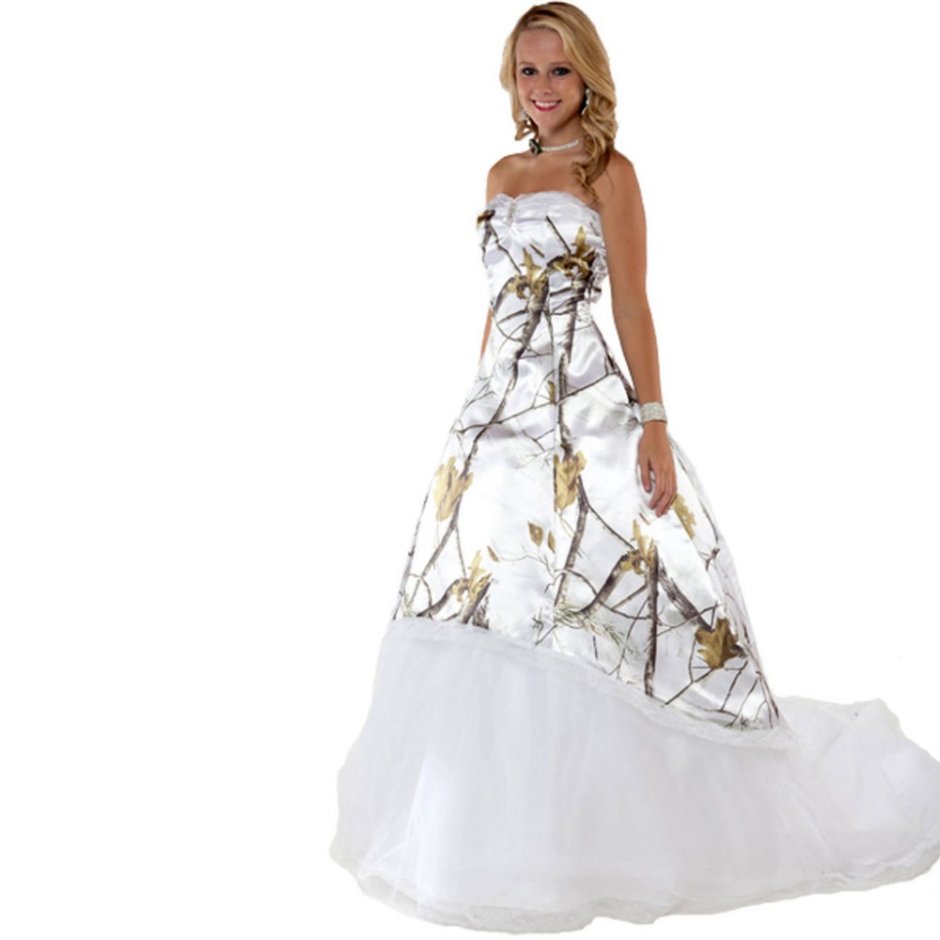 Realtree White Camouflage Prom Dresses 2022 long vestido de festa longo Camouflage Party Dresses free shipping