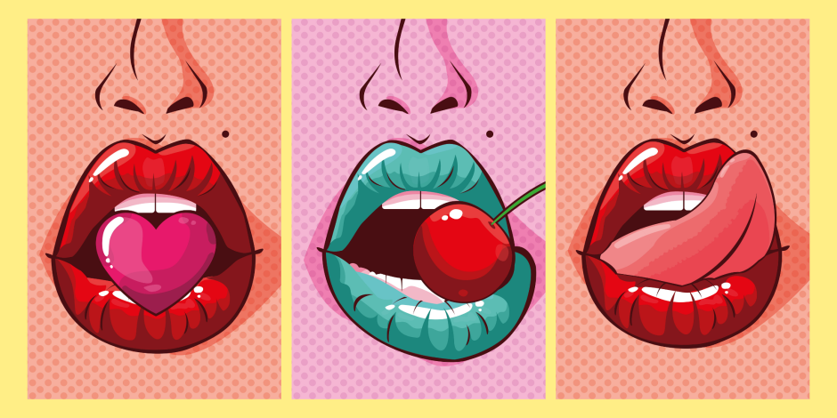 Женский рот в стиле поп арт