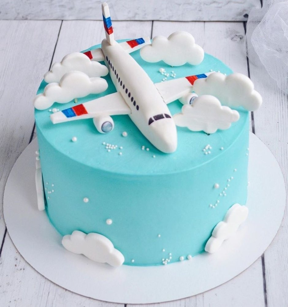 Идея оформления круглого торта для летчика