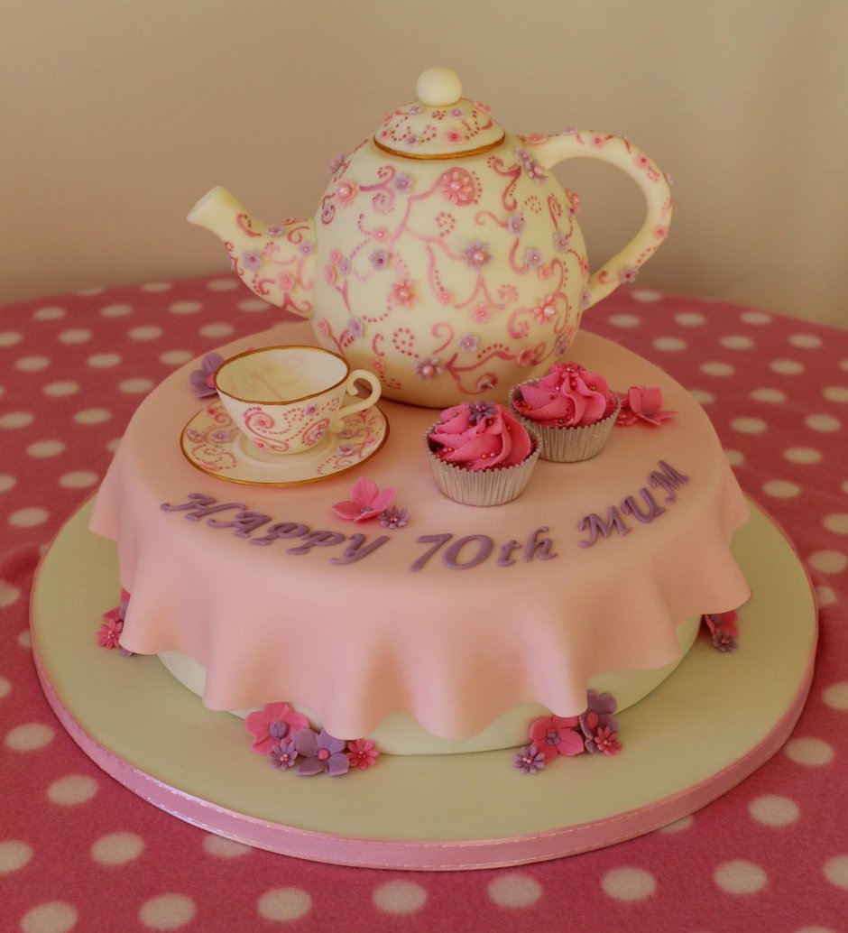Торт чайник с чашками