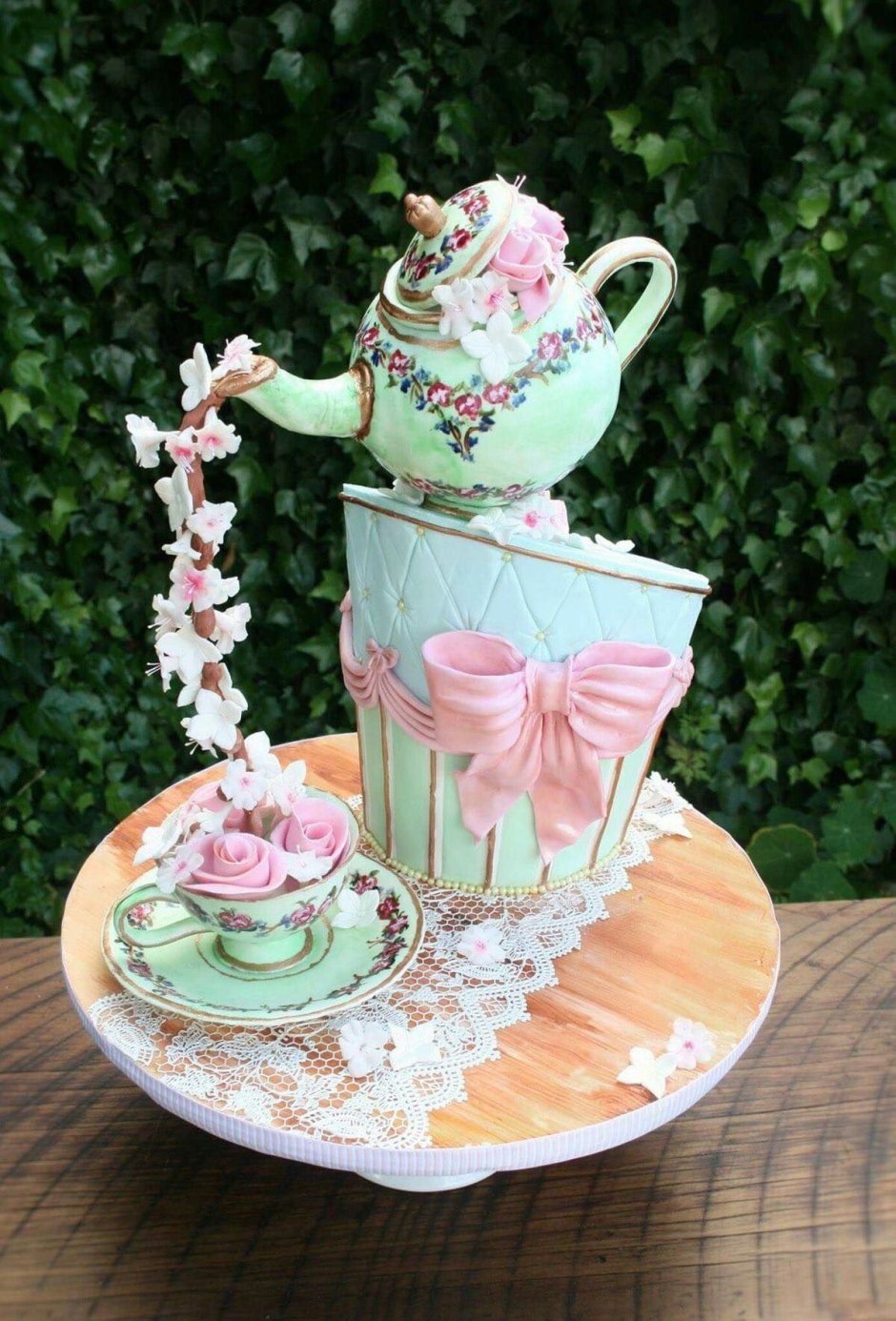 Торт чайник с чашками