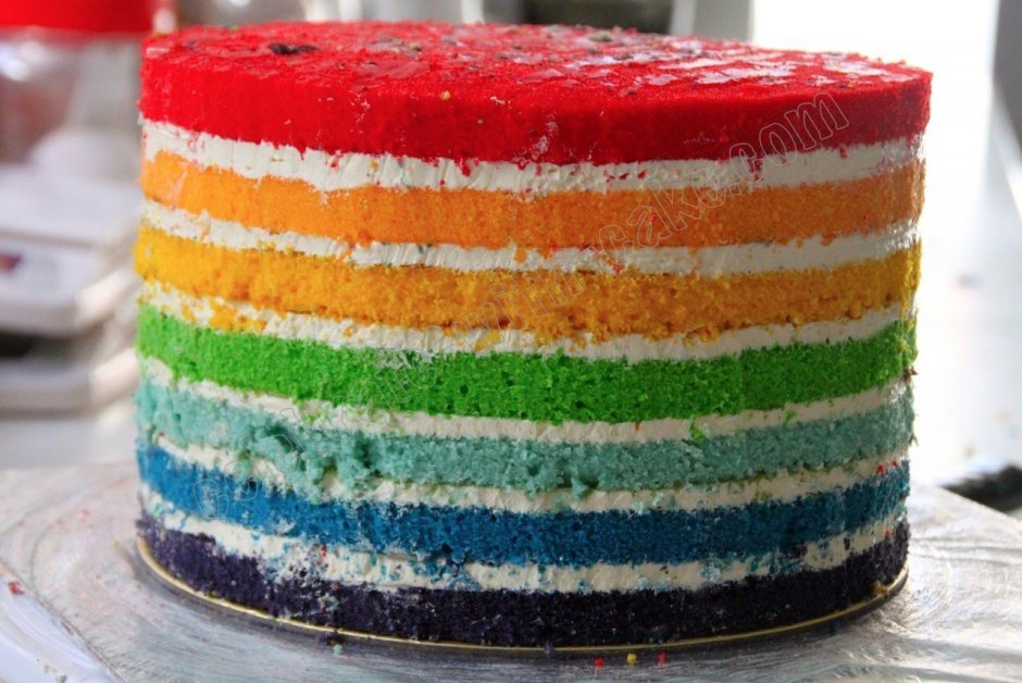 Разноцветный бисквит для торта