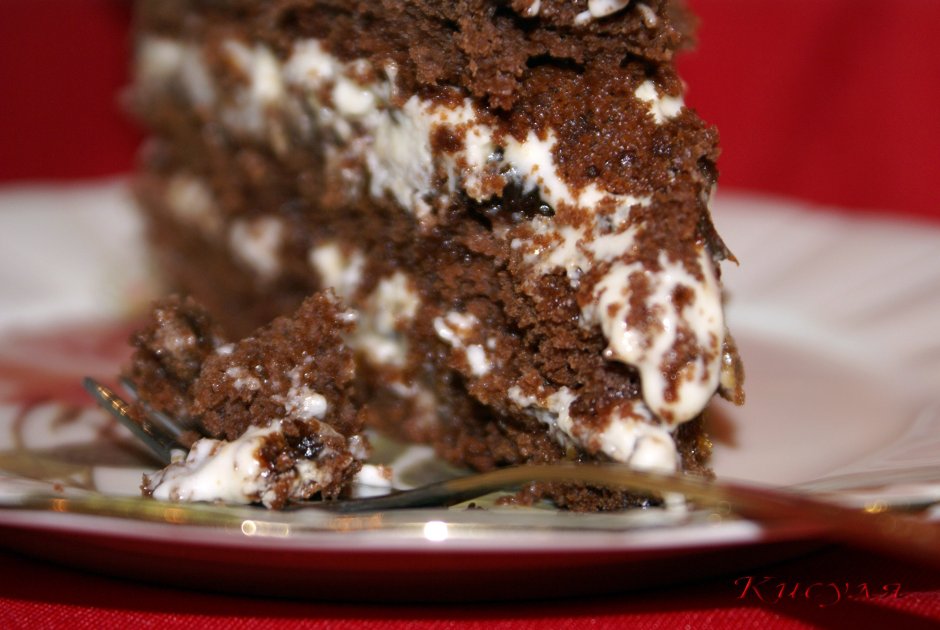 Шоколадный тортик с творожным кремом