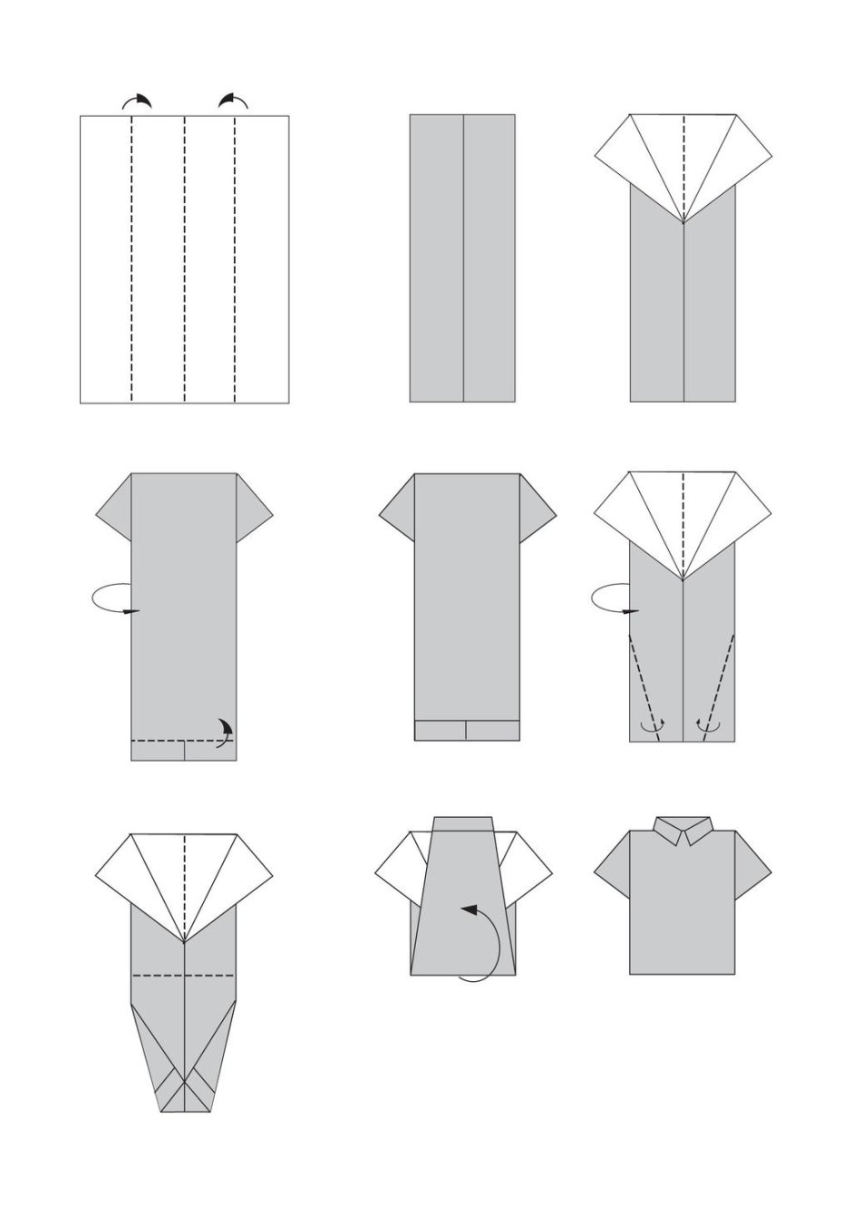 Оригами рубашка из бумаги