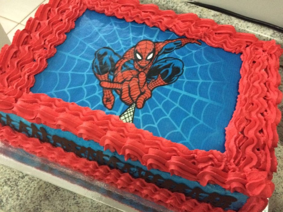 Торт человек паук с глазурью