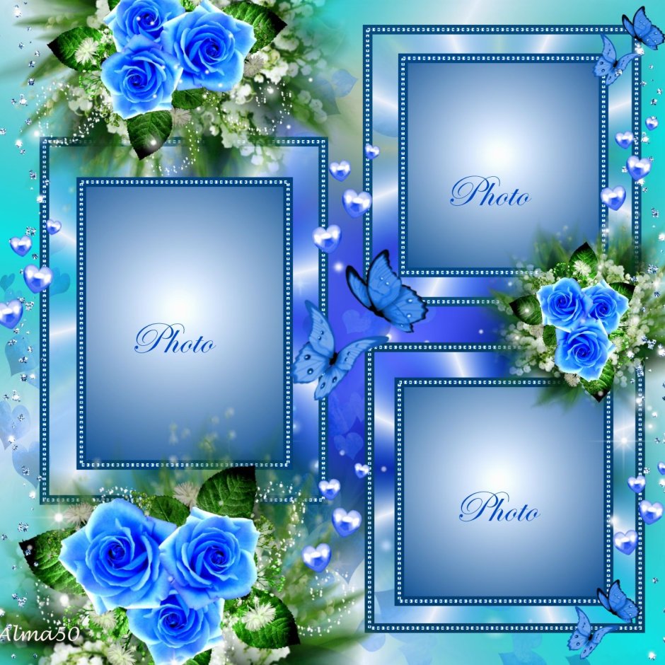 Кольцо цветок синий