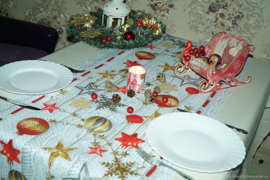Пэчворк салфетки новогодние на стол