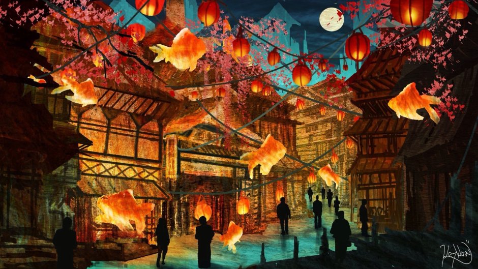 Фестиваль фонарей Китай аниме