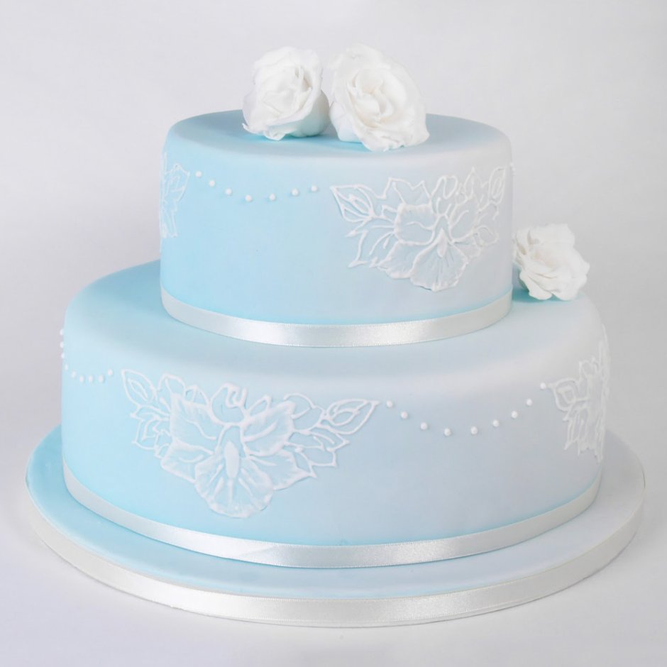 Свадебный торт бело синий